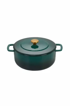 Combekk Støbejernsgryde 28 cm Holly Green med guldknop