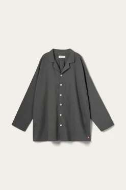 Ellos Home Pyjamasskjorte Long Sleeve Shirt Elly i genanvendt halvlinned