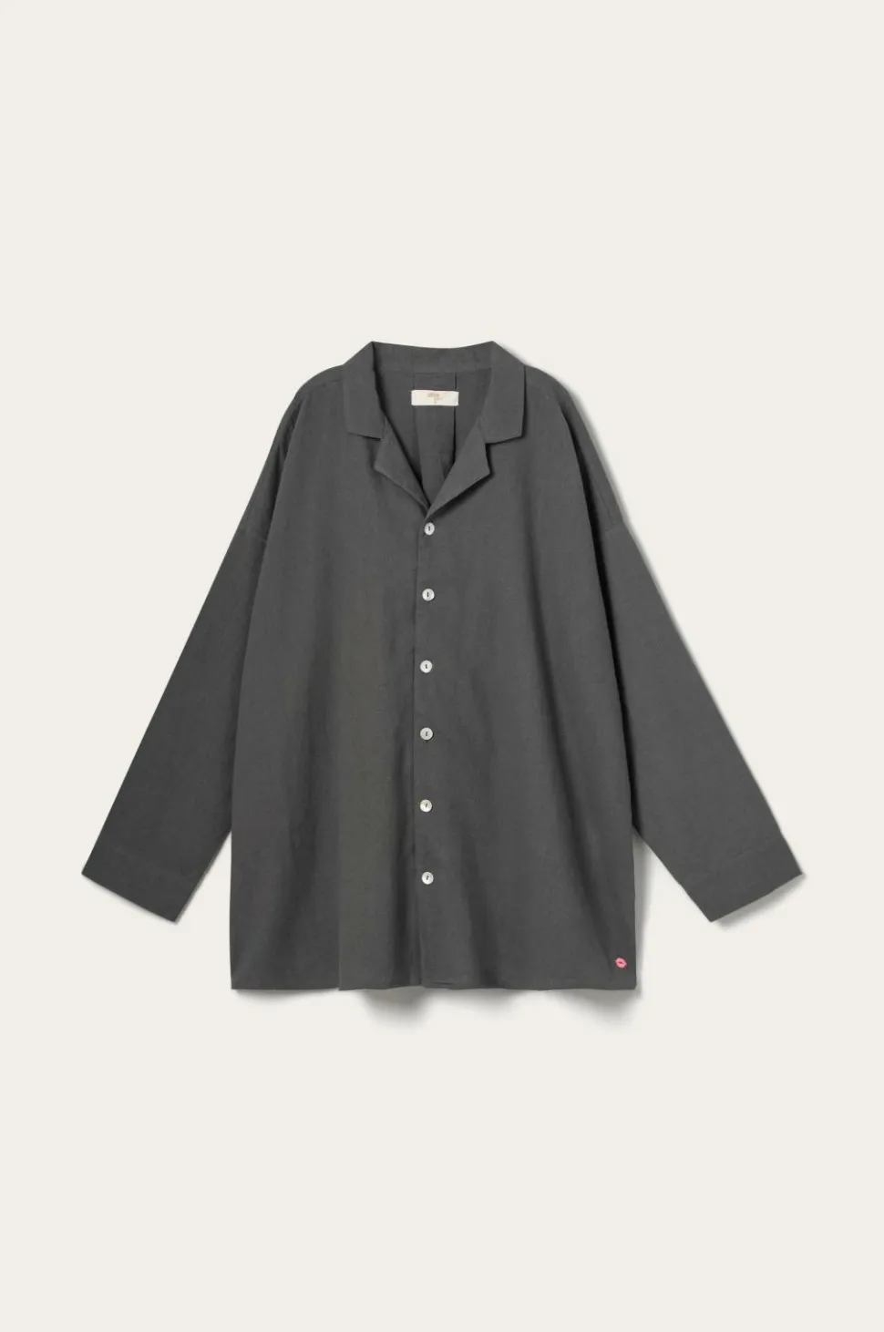 Ellos Home Pyjamasskjorte Long Sleeve Shirt Elly i genanvendt halvlinned