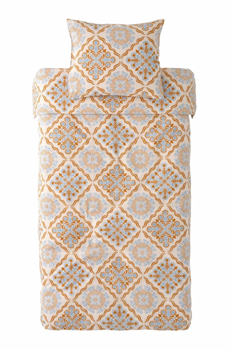 Ellos Home Sengesæt Elly Tile i genanvendt halvlinned 2 eller 3 stykker