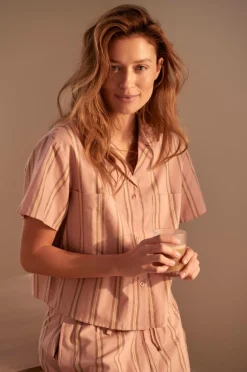 Ellos Home Skjorte Juliette Stripe Camp Collar