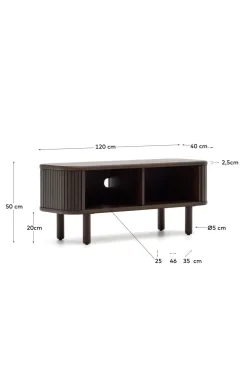 Kave Home Mailen tv-bord med 2 døre i askefinér med mørk finish 120 x 50 cm