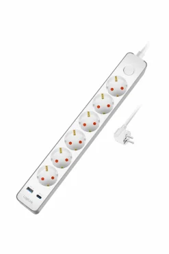 LogiLink Forlængerledning 6-vejs + USB-A/USB-C