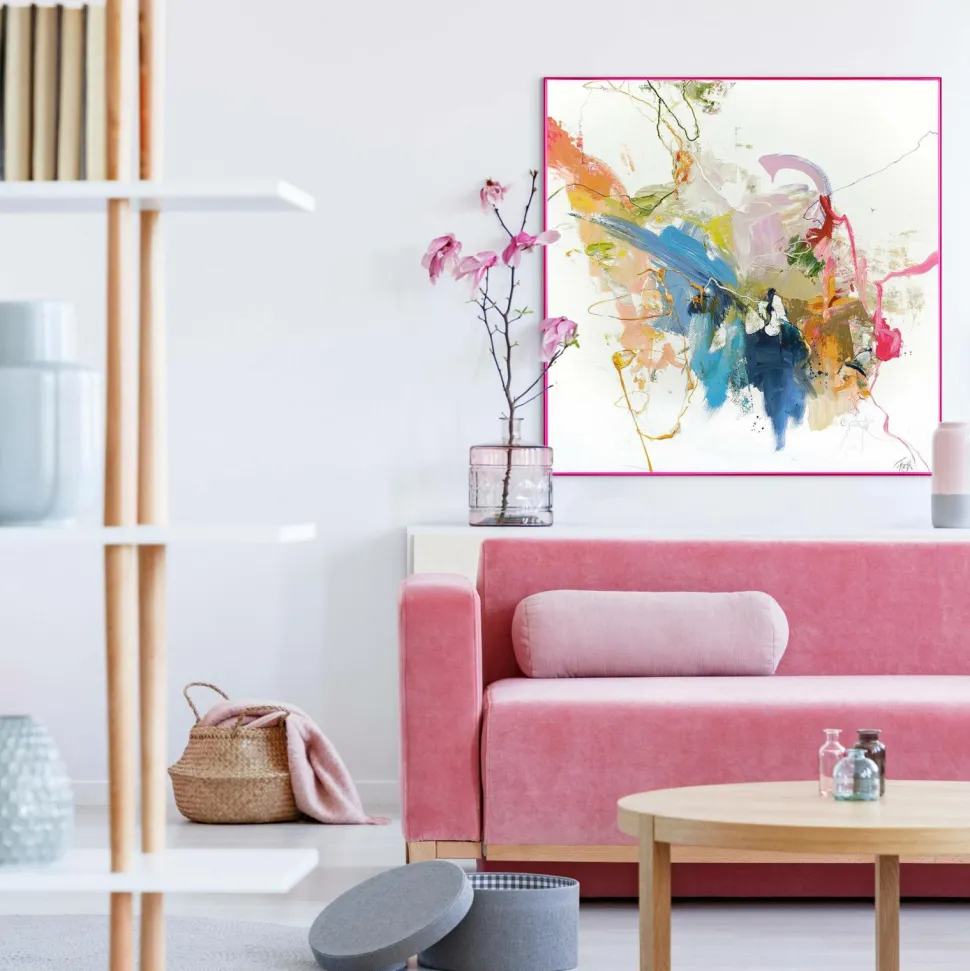 Malerifabrikken Confidential Pink / Blandet maleri / 100 X 100 cm