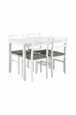 NORDFORM Alicante rektangulært spisebordssæt med bord og 4 stole, 110x70x74,5 cm