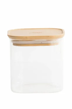Pebbly Firkantede dåser med bambuslåg 800 ml
