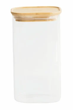 Pebbly Firkantede dåser med bambuslåg 1400 ml