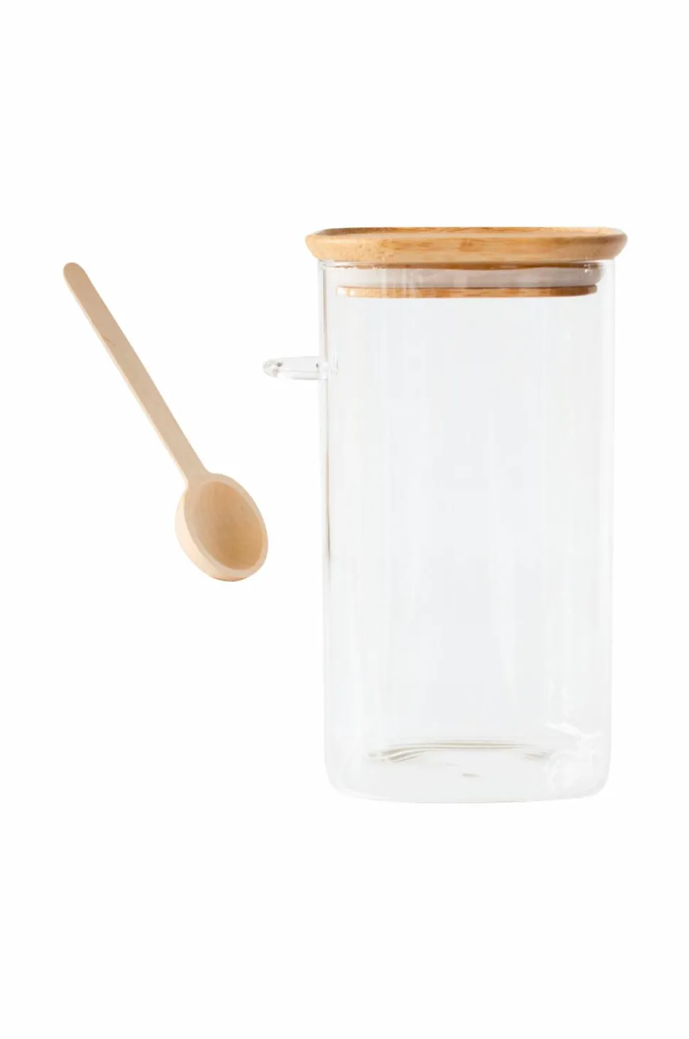 Pebbly Høj glasbeholder med bambuslåg og måleske - 1400 ml