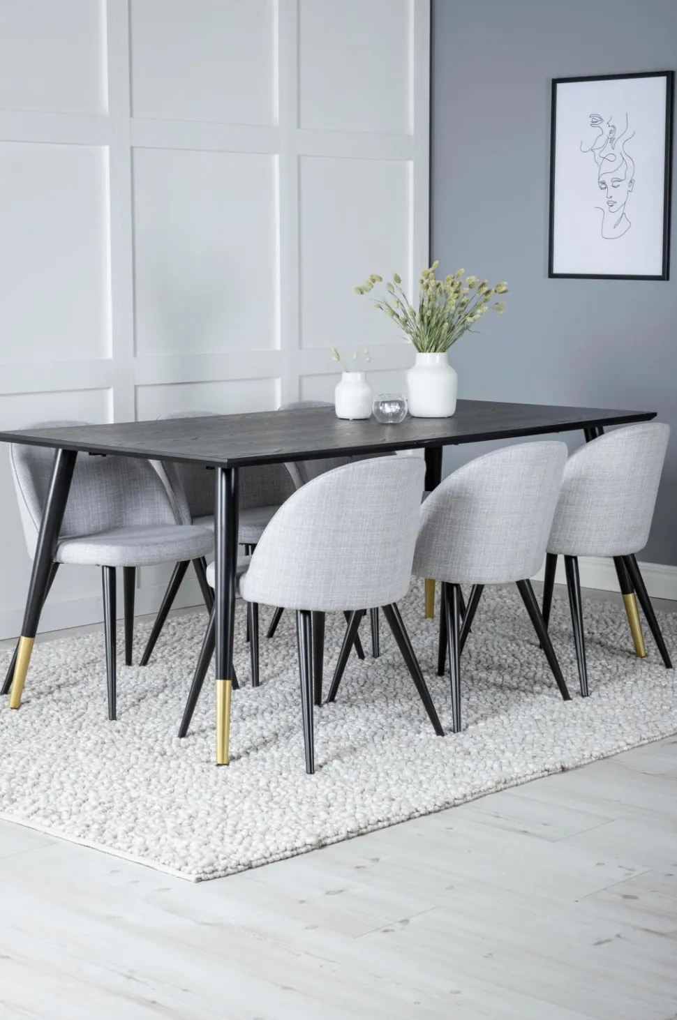 Venture Home Spisegruppe Dipp med 6 spisebordsstole Velvet